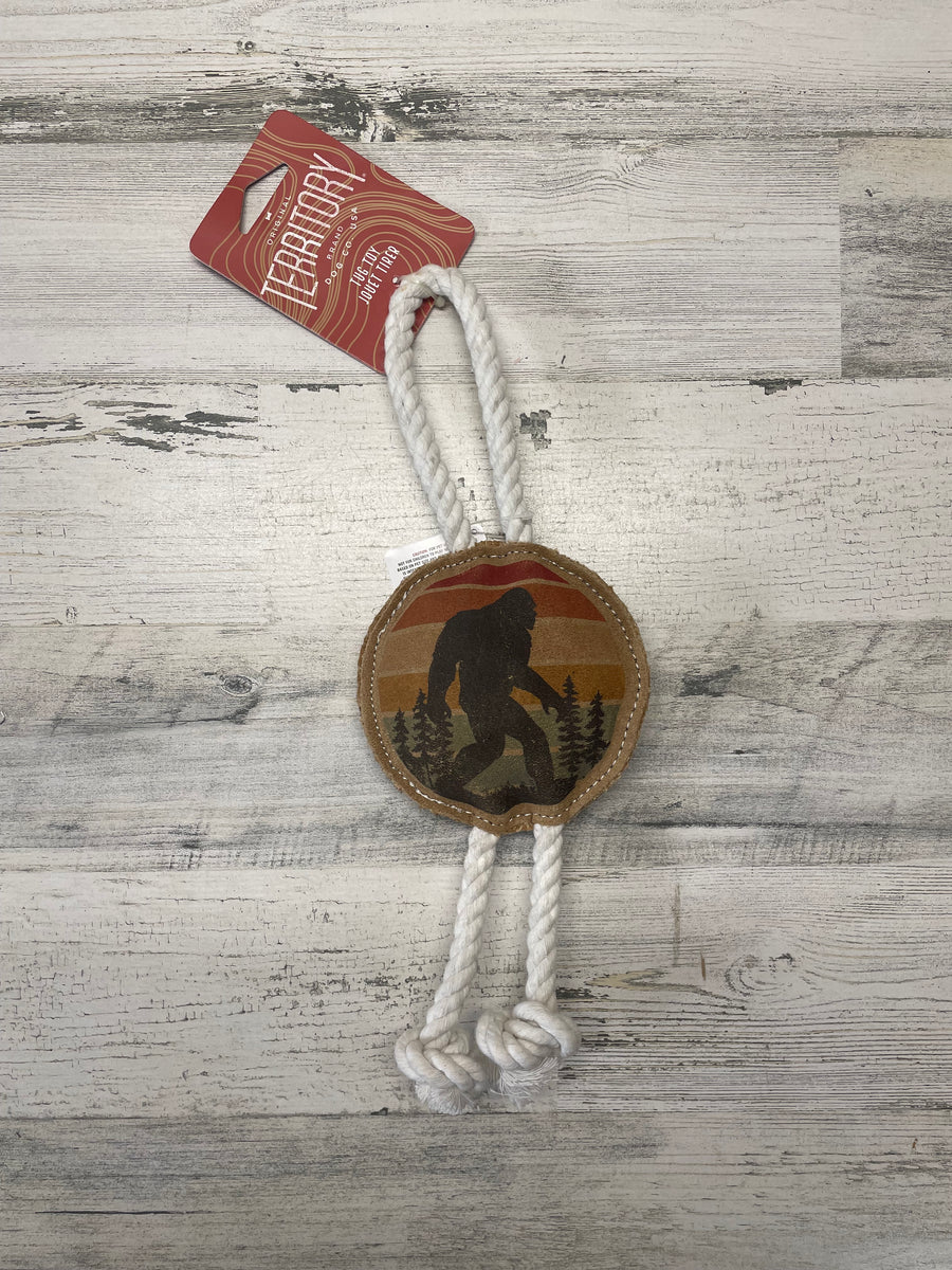 Territory 14” Natural Leather Bigfoot Rope Dog Tug Toy