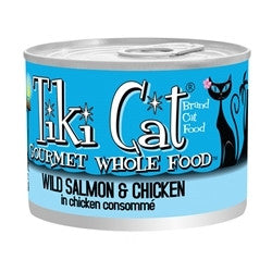 Tiki Cat Wild Salmon Chicken Recipe in Chicken Consommé Can Cat Food